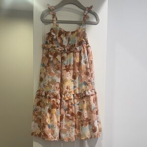 Janie and Jack Peach Multi-Color Floral Tie-Shoulder Dress